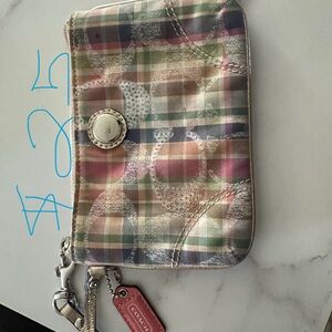 Coach Pastel Plaid Wristlet